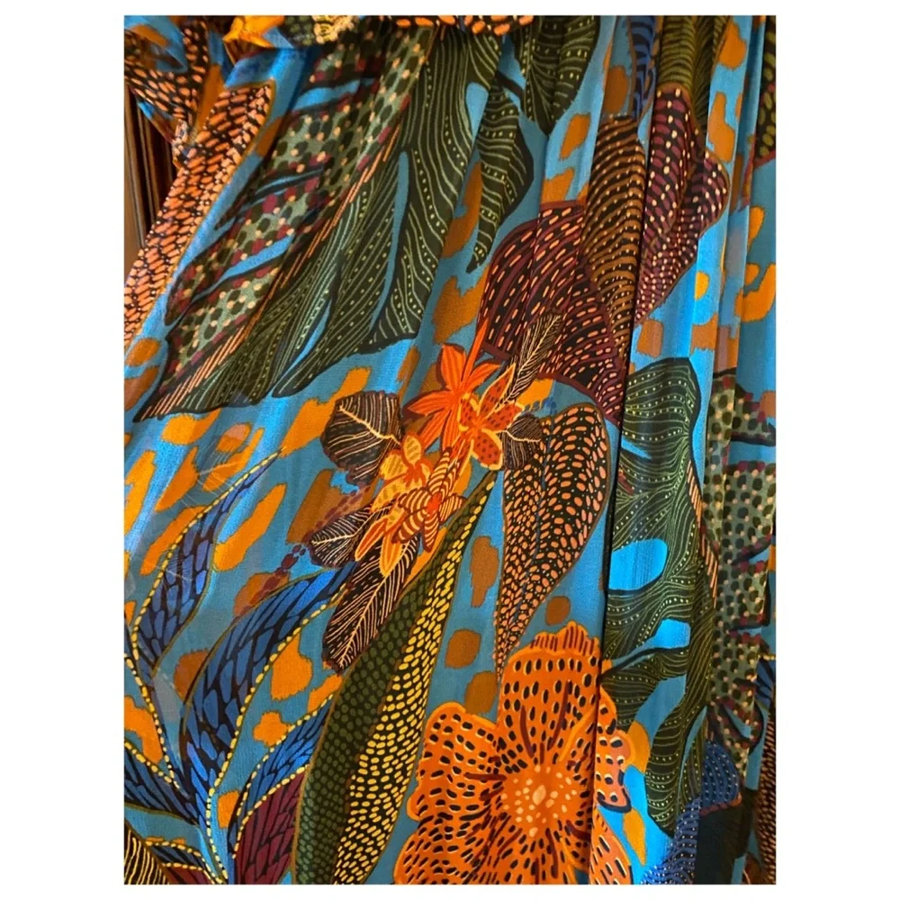 FARM Rio Blue and Orange Floral Maxi Dress - Picture 8 of 14